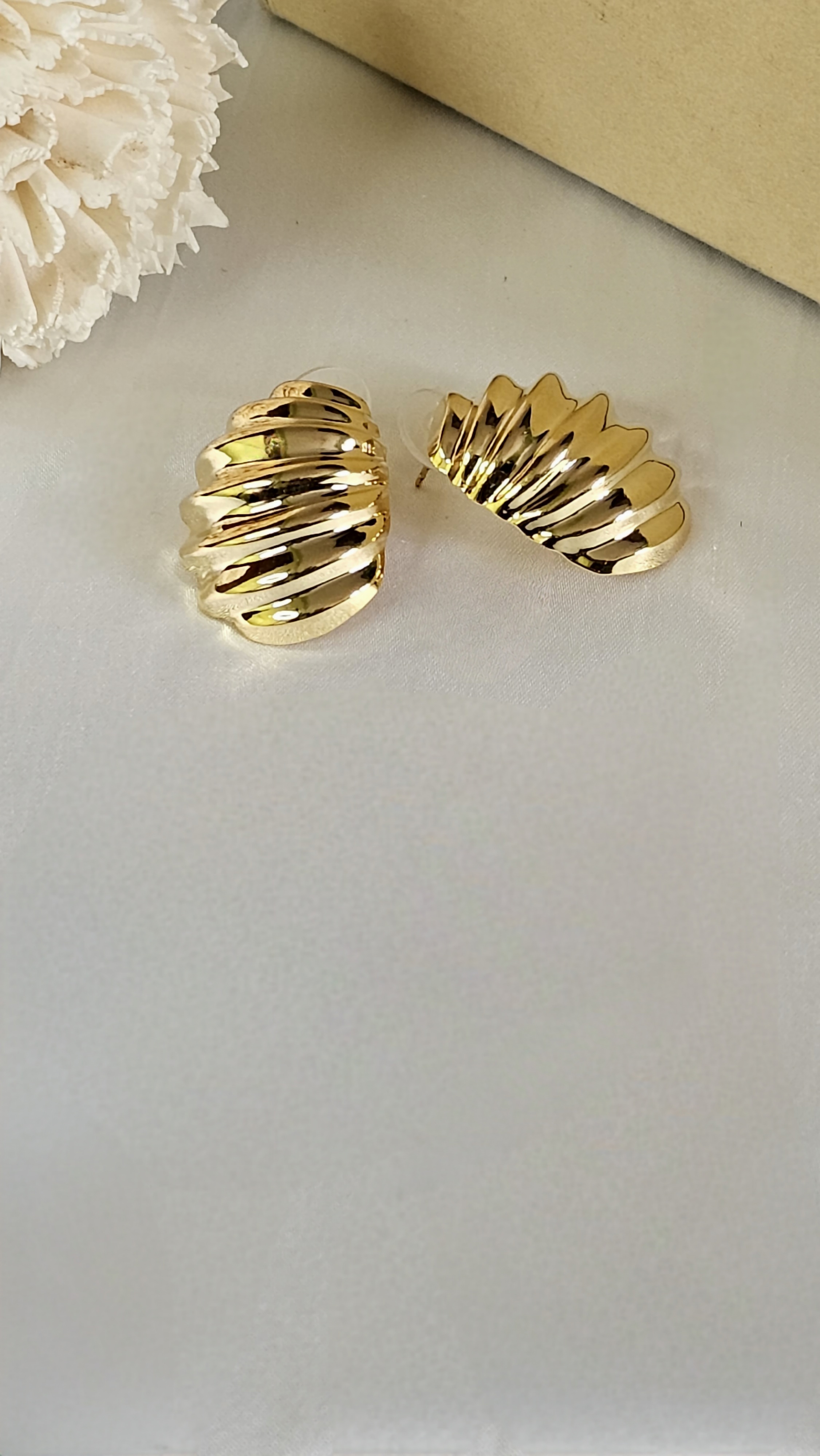 Pleated Gold Studs