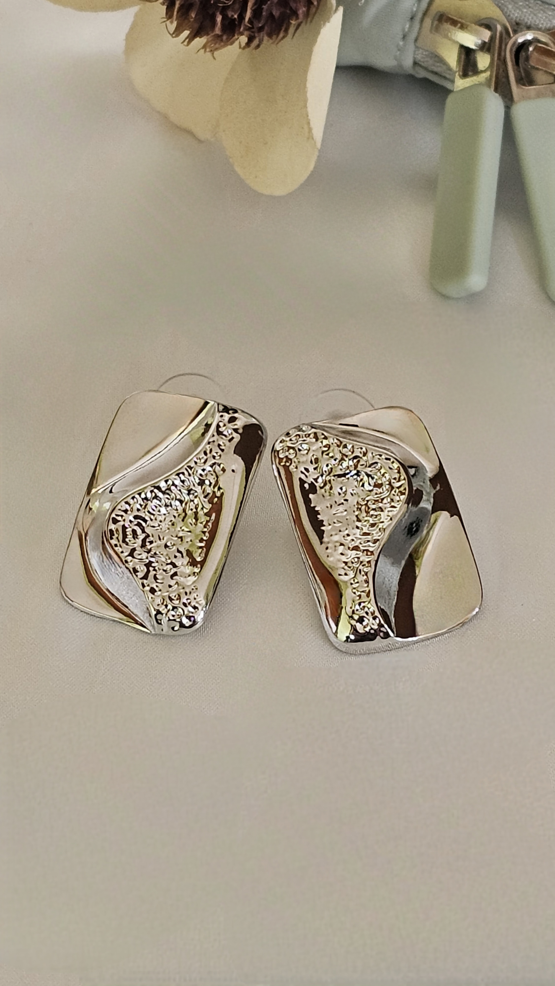 Silver Wave Crest Studs
