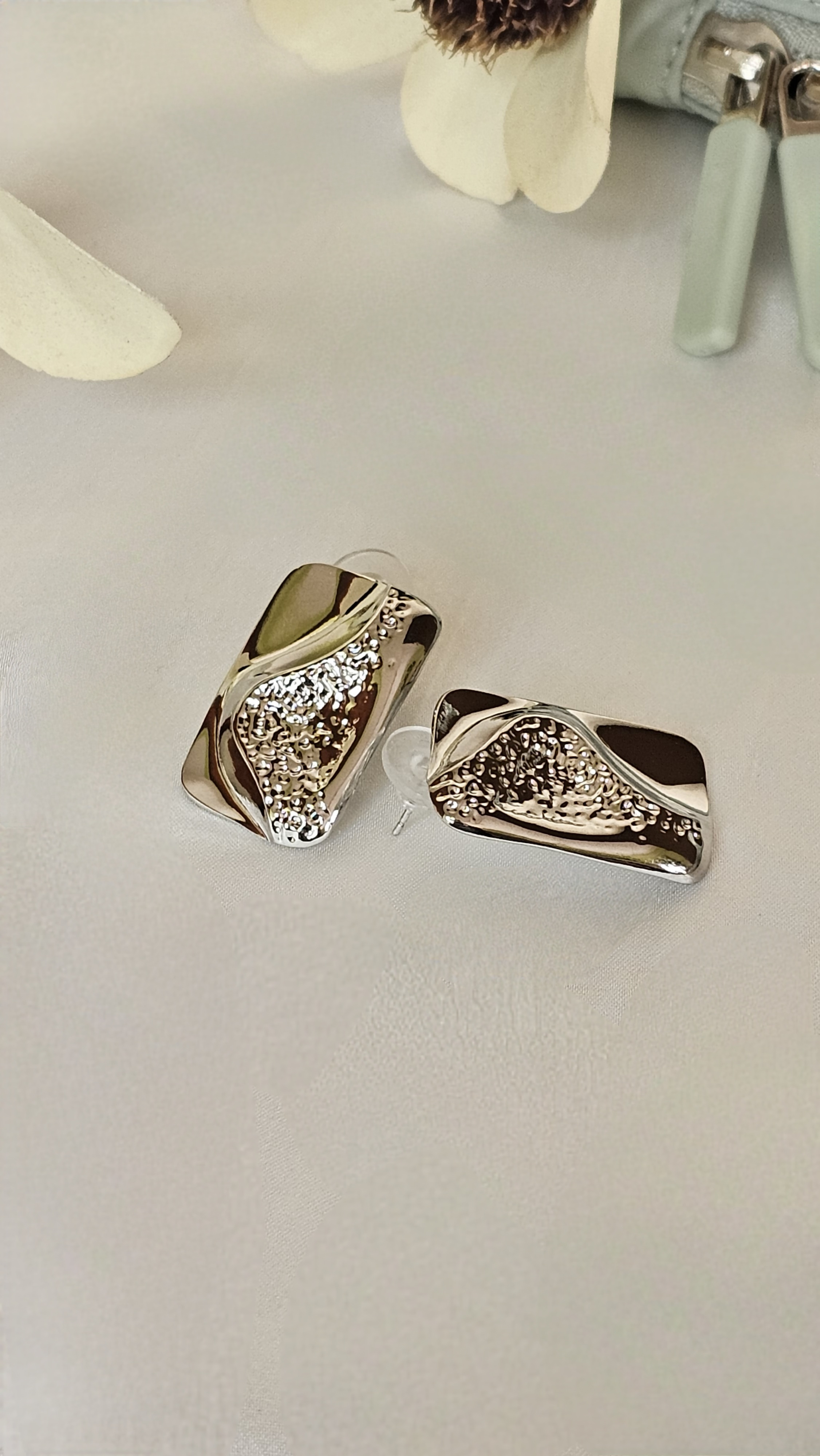 Silver Wave Crest Studs