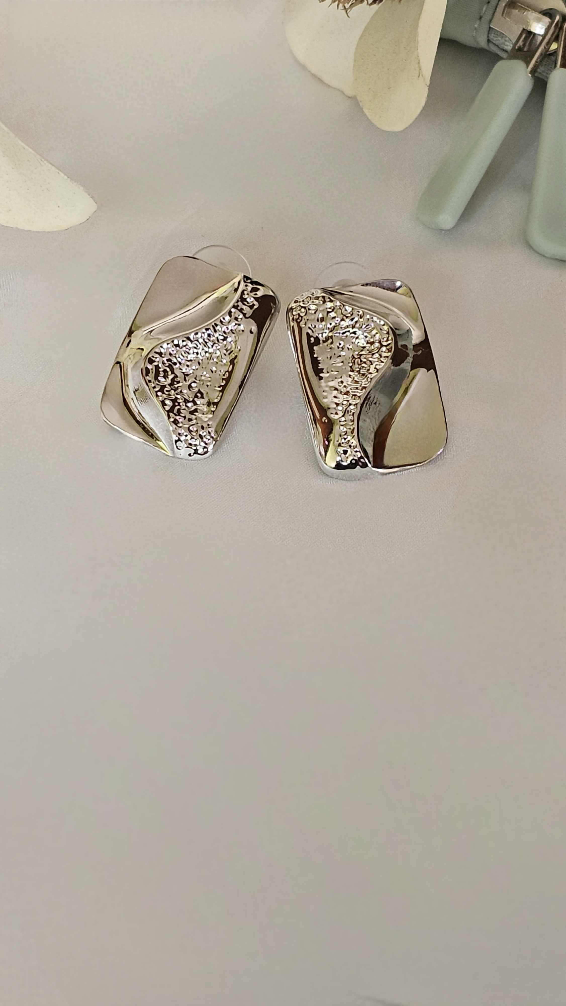 Silver Wave Crest Studs