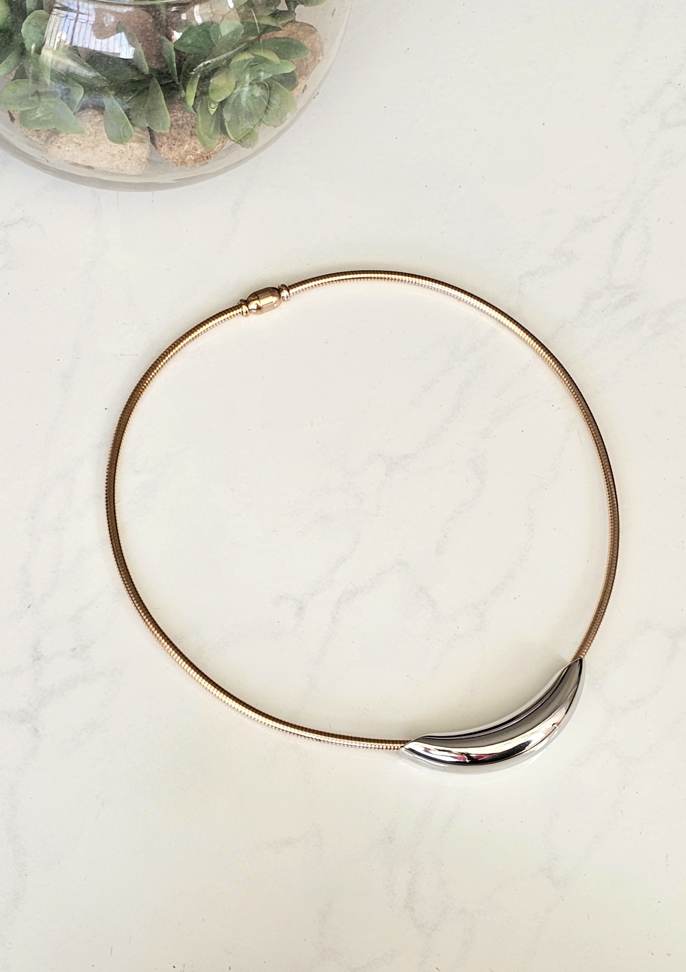 Cres Mix-Metal Hansli Necklace