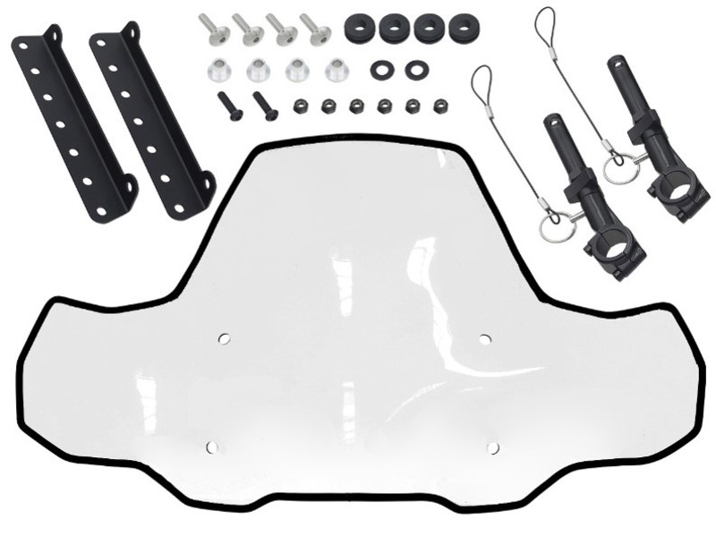 Universalus priekinis stiklas keturračiui (su montavimo detalėmis) 