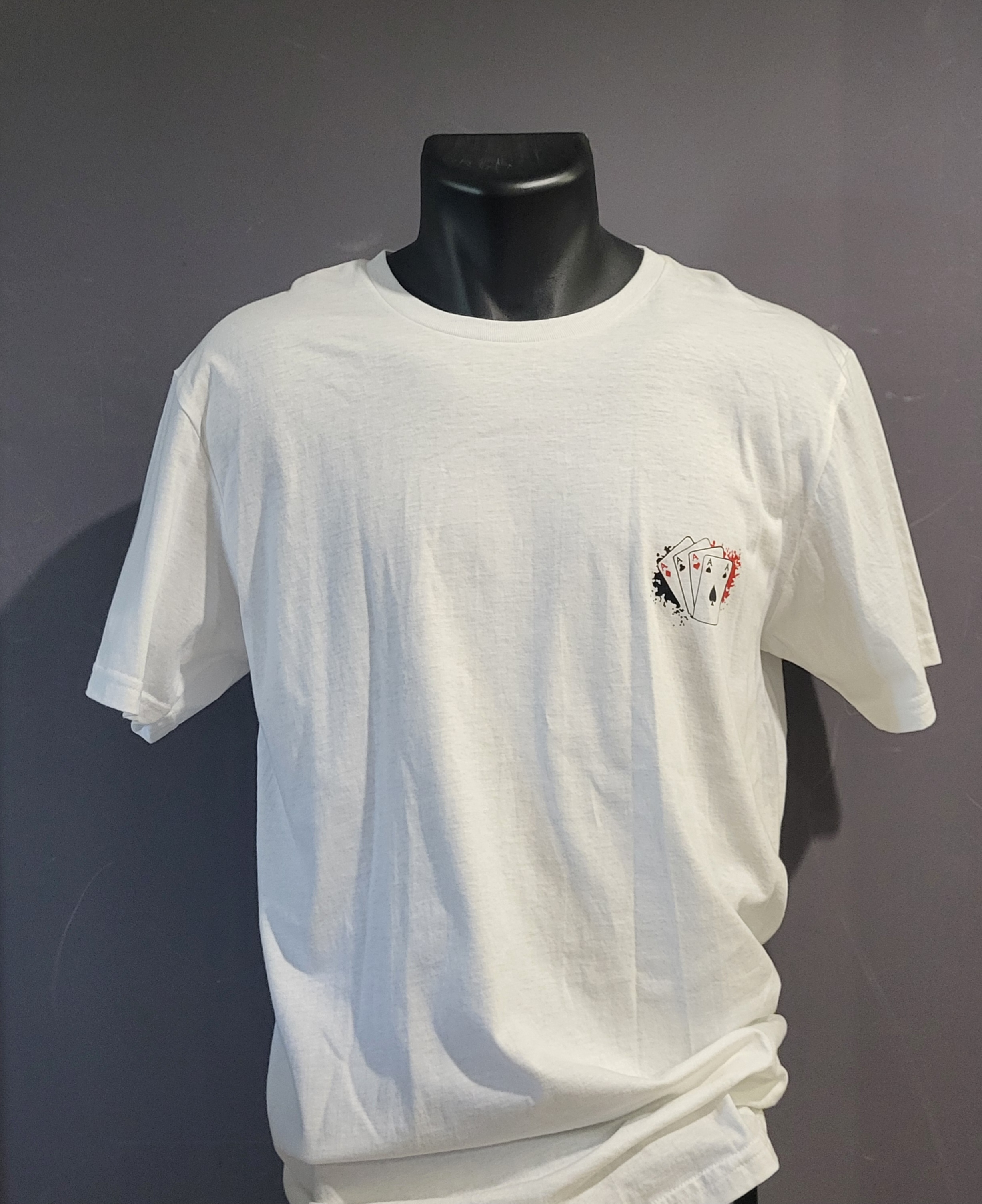 T-shirt homme blanc jocker et cartes à jouer