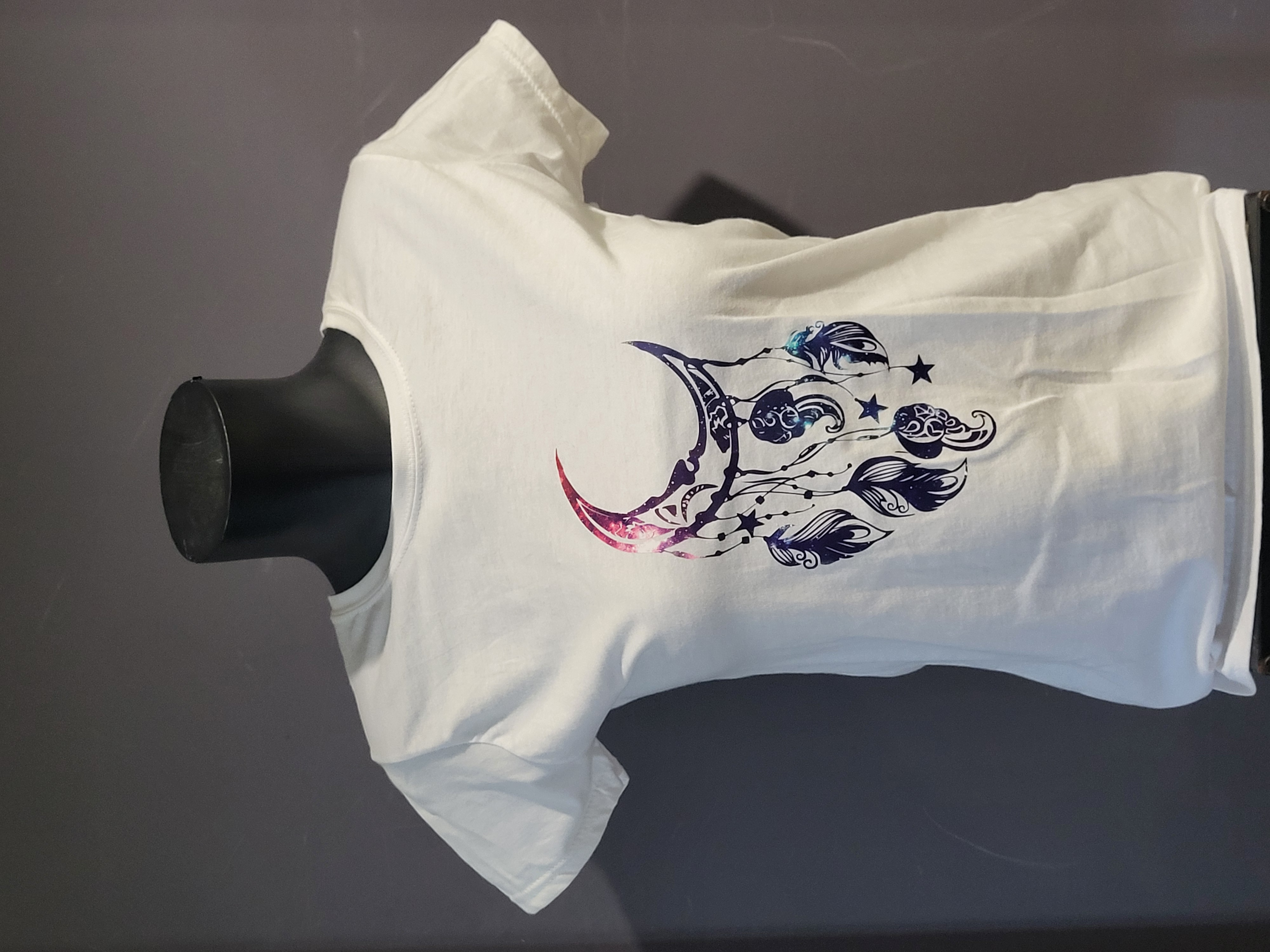 T-shirt blanc motif lune attrape rêves
