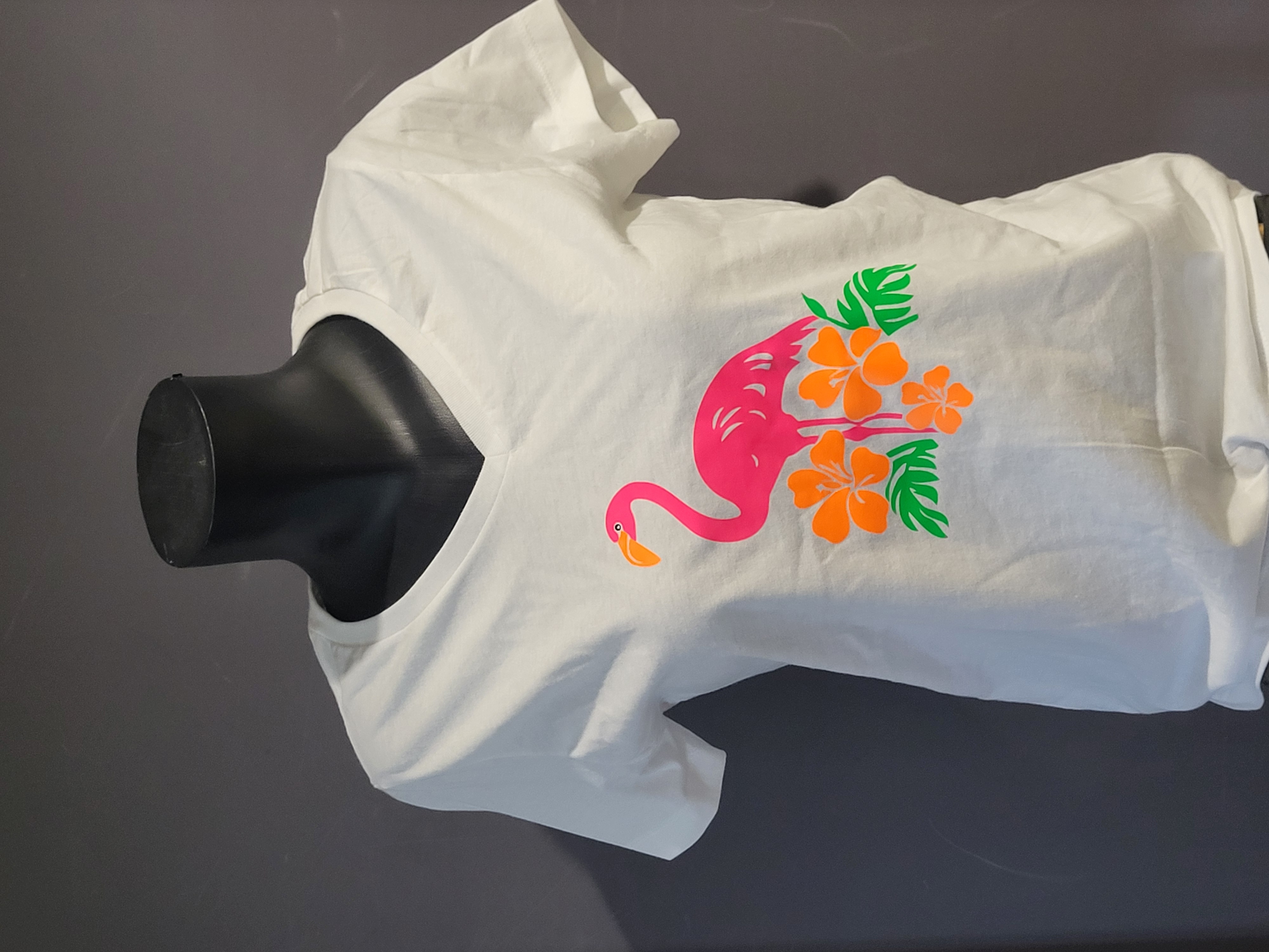 T-shirt femme blanc à flamant rose