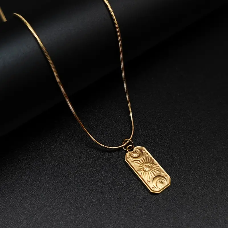 Evil Eye & Moon Star Pendant Necklace - Waterproof