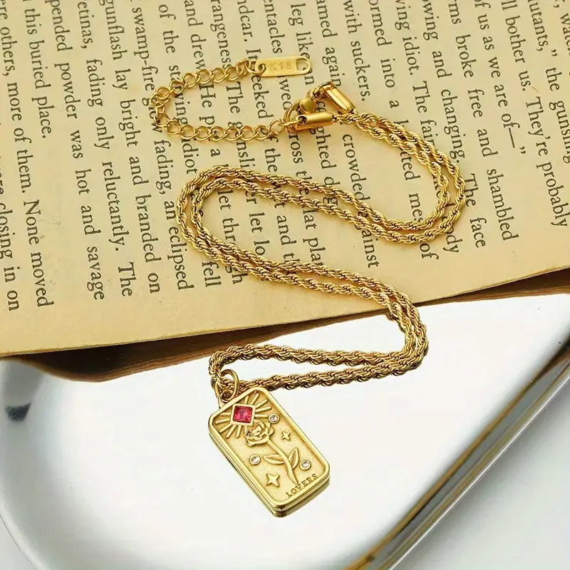 Lovers Necklace - Rose Design Pendant - Waterproof