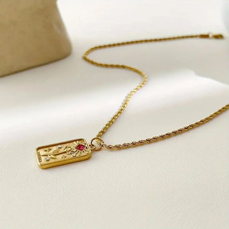 Lovers Necklace - Rose Design Pendant - Waterproof