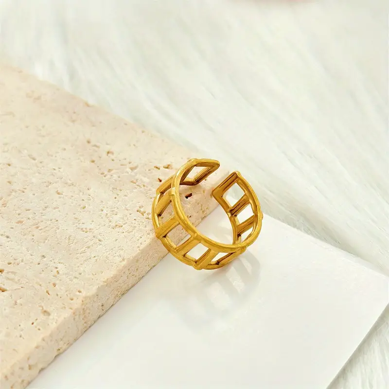 Geometric Grid Ring, Waterproof, Adjustable