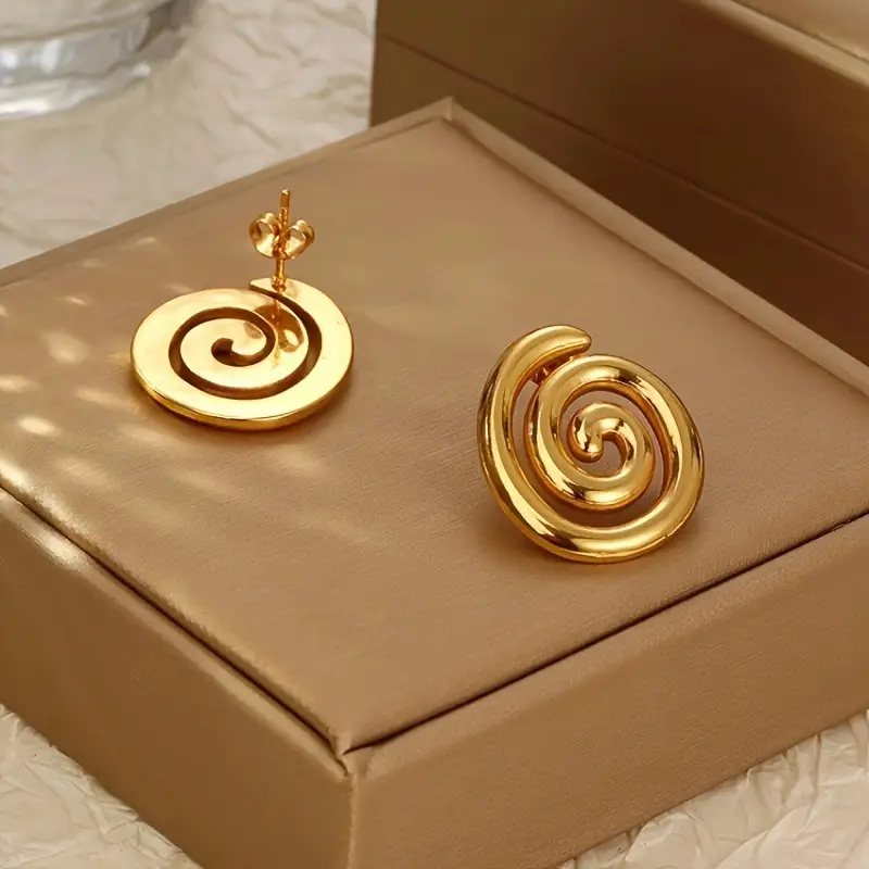 Gold Spiral Earrings - Waterproof