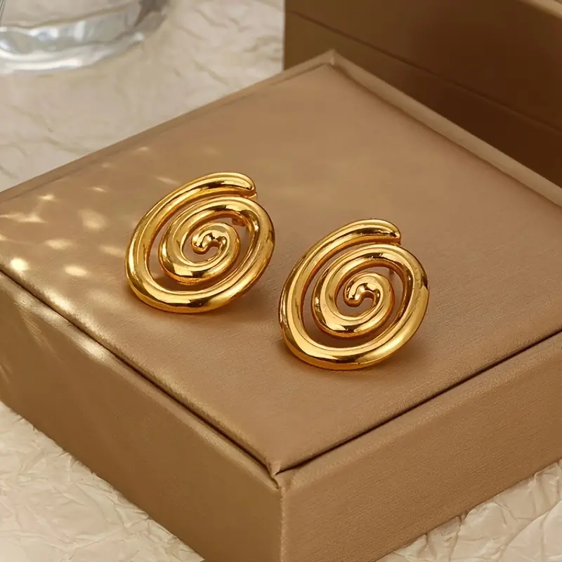 Gold Spiral Earrings - Waterproof