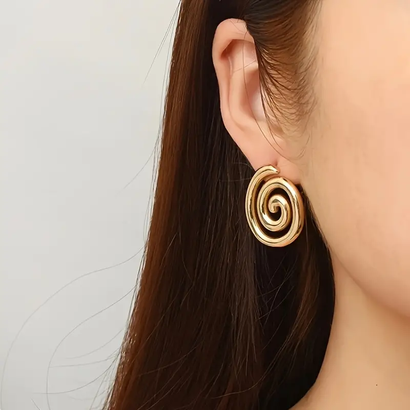 Gold Spiral Earrings - Waterproof