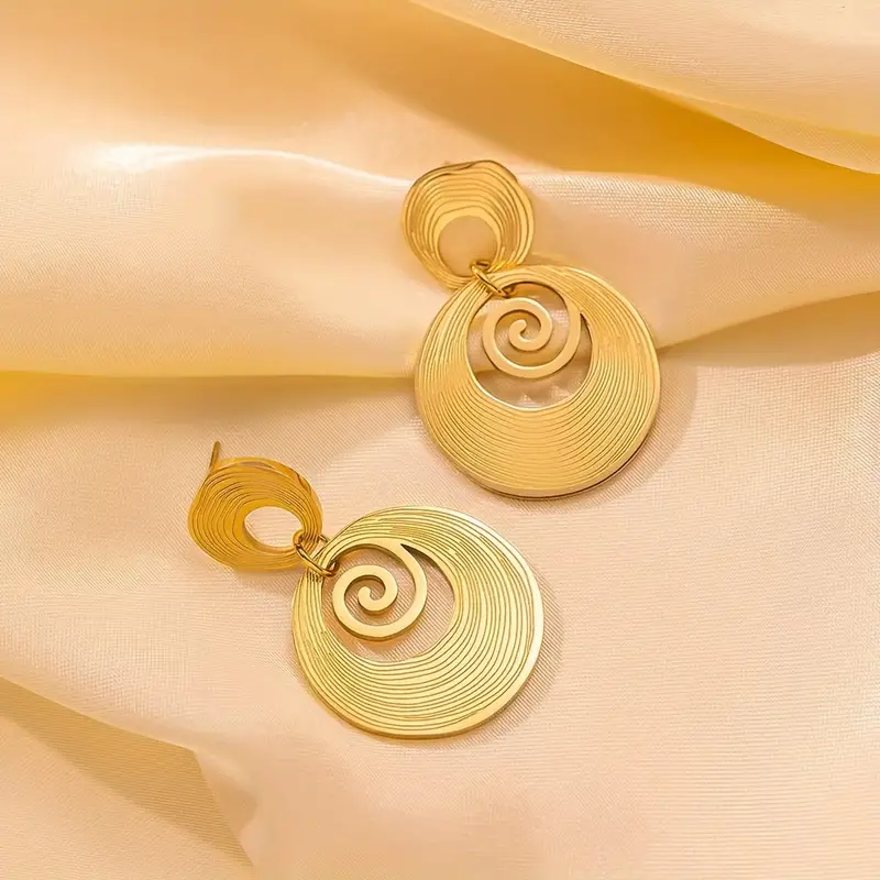 Double Round Drop Earrings - Waterproof