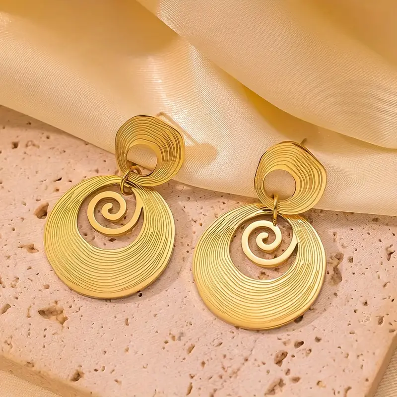 Double Round Drop Earrings - Waterproof