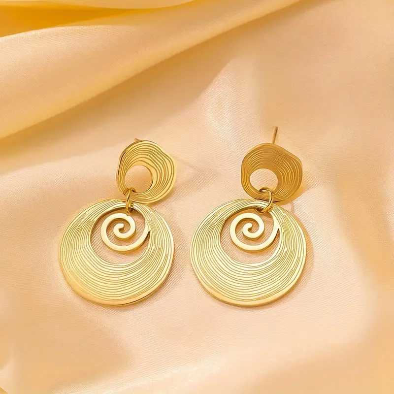 Double Round Drop Earrings - Waterproof