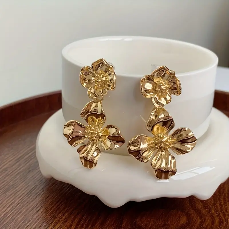 Double Flower Earrings - Waterproof