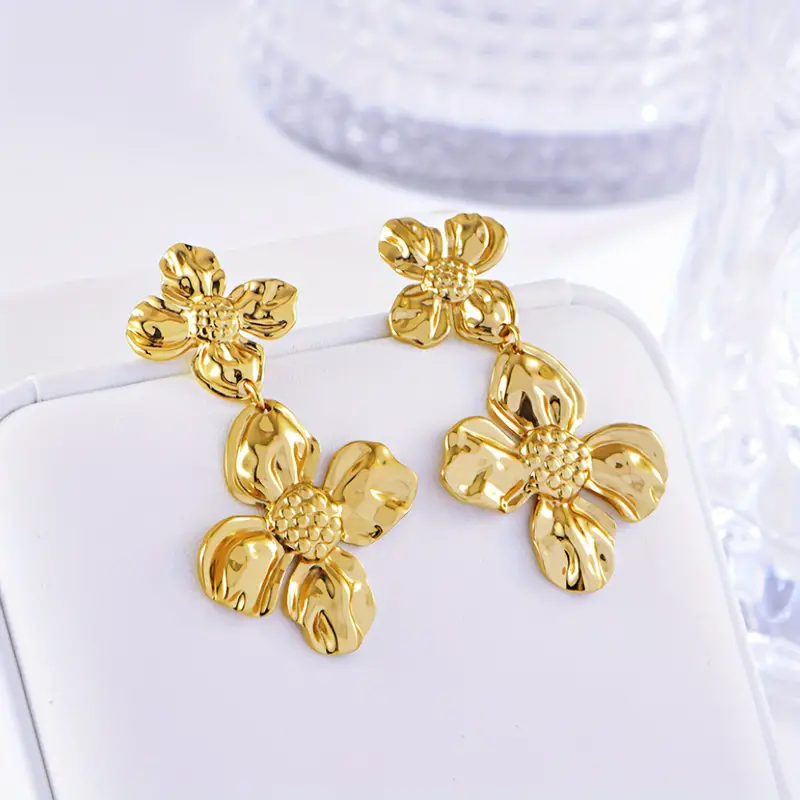 Double Flower Earrings - Waterproof