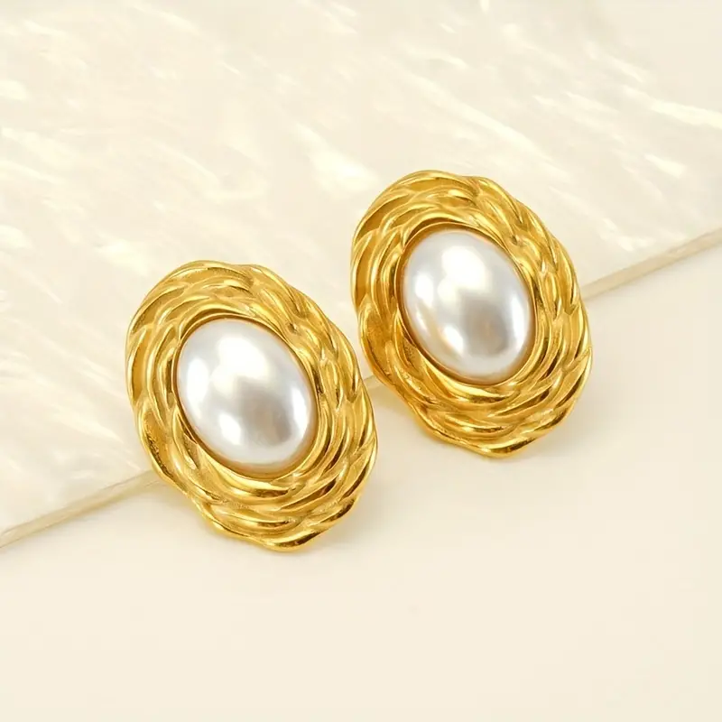 Elegant Pearl Stud Earrings - Waterproof
