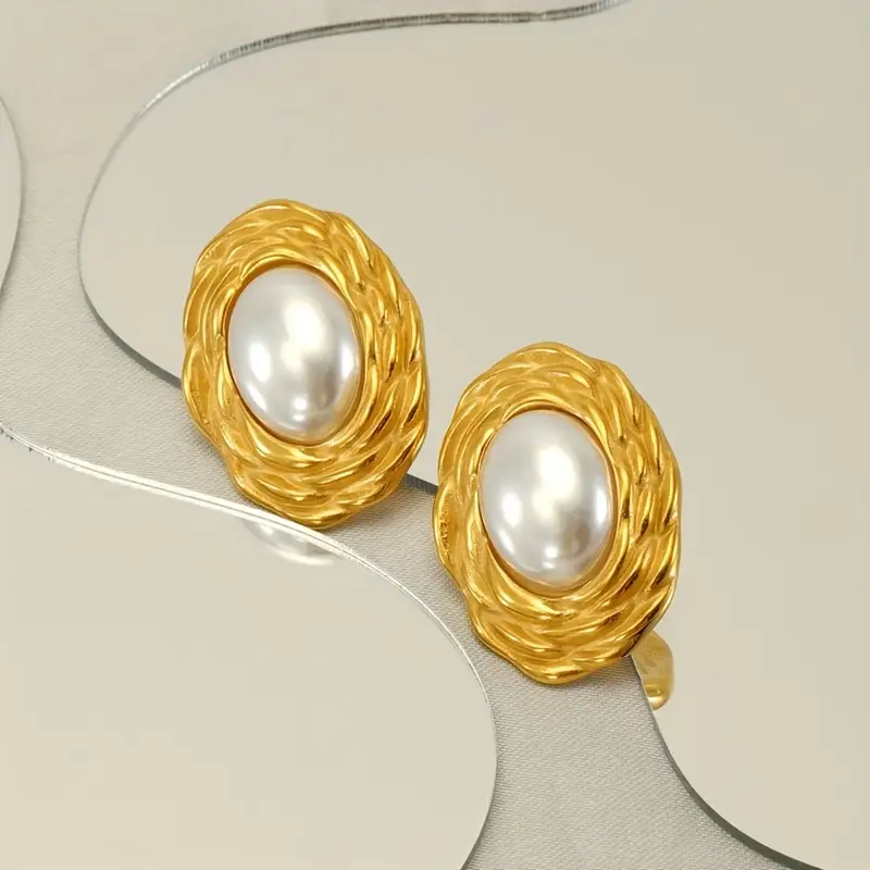 Elegant Pearl Stud Earrings - Waterproof