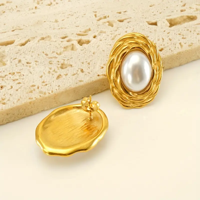 Elegant Pearl Stud Earrings - Waterproof