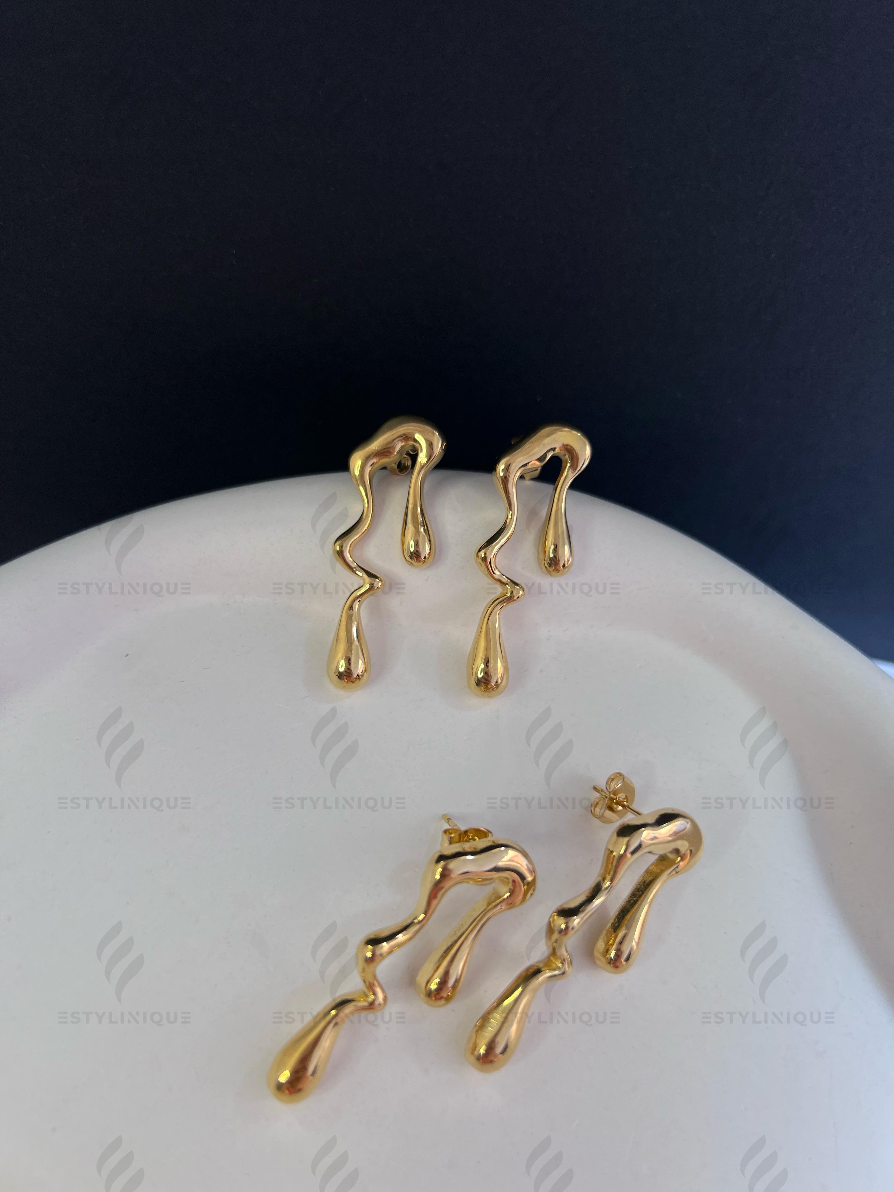 Messy Gold Earrings - Waterproof