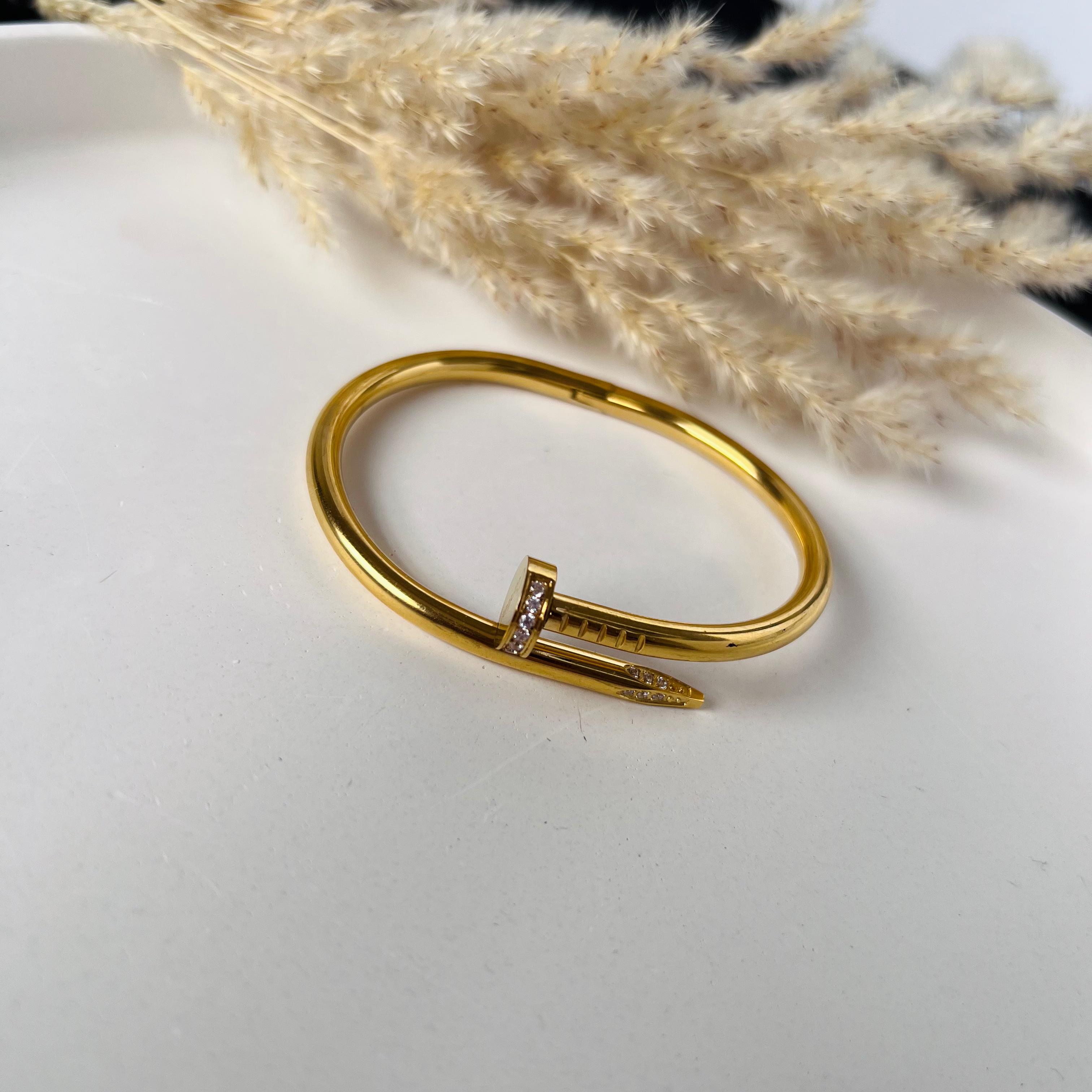 Gold Nail Bangle Bracelet - Waterproof