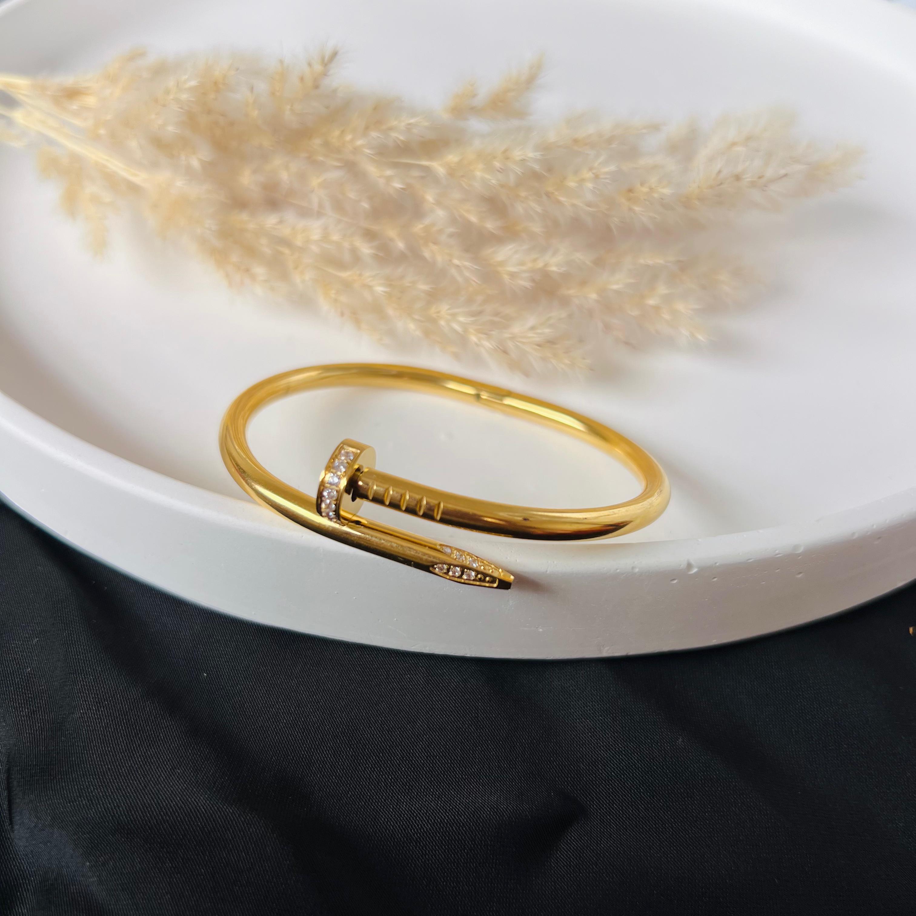 Gold Nail Bangle Bracelet - Waterproof