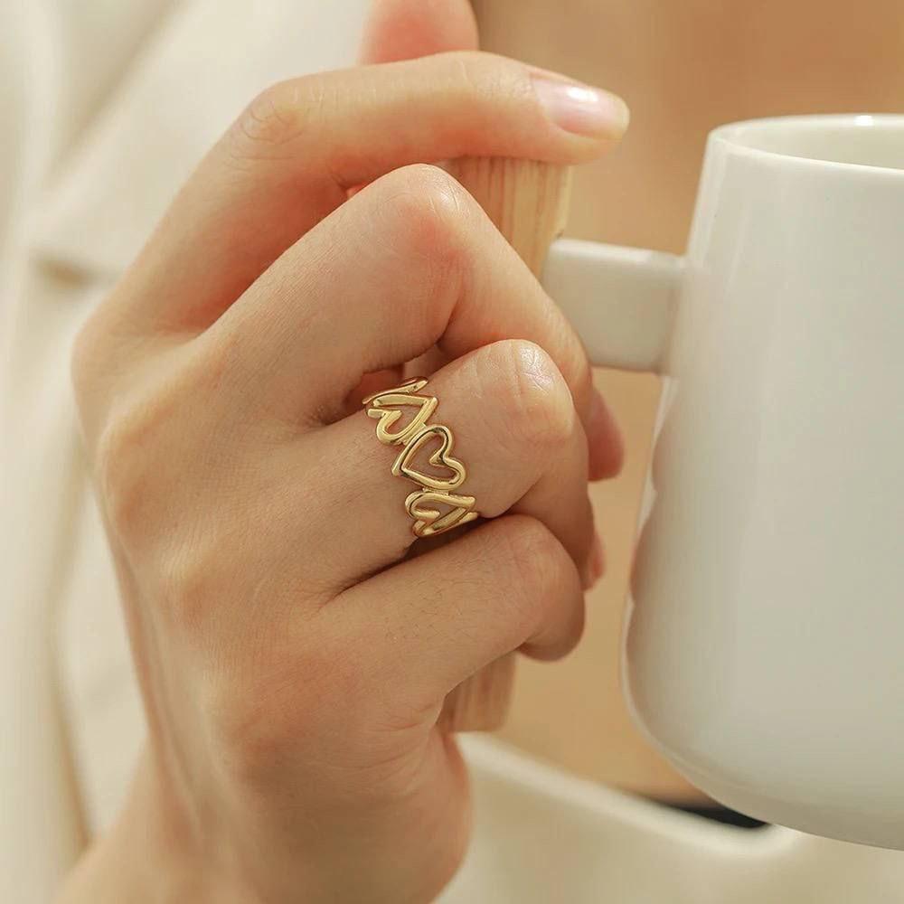 Multi Heart Ring, Waterproof, Adjustable
