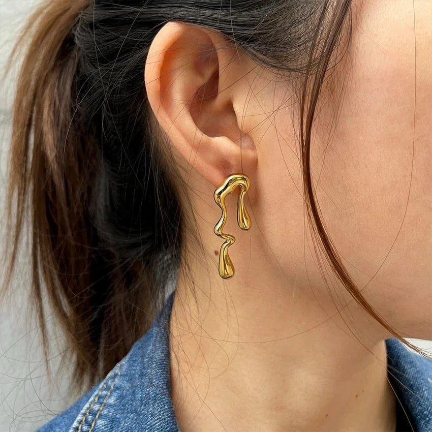 Messy Gold Earrings - Waterproof