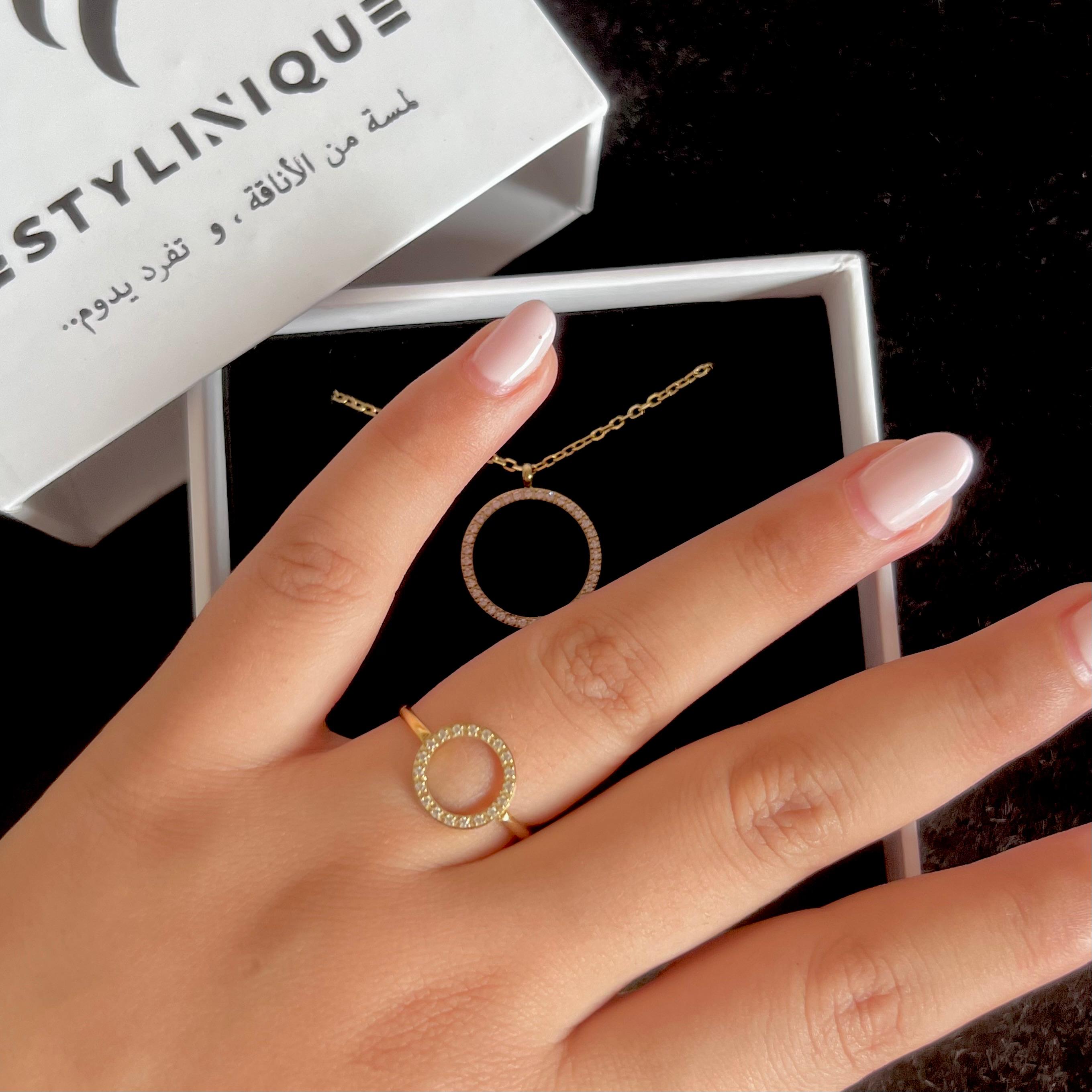 Circle Jewelry Set – Necklace & Ring - Waterproof