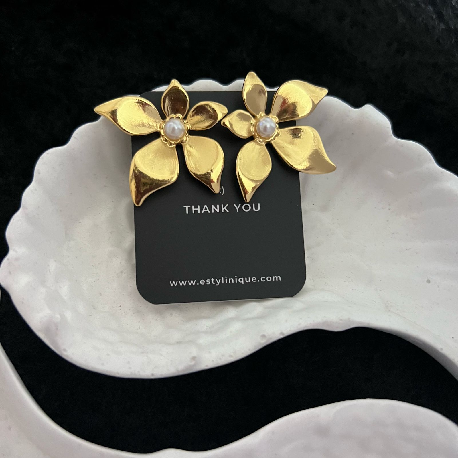 Gold Floral Earrings - Waterproof