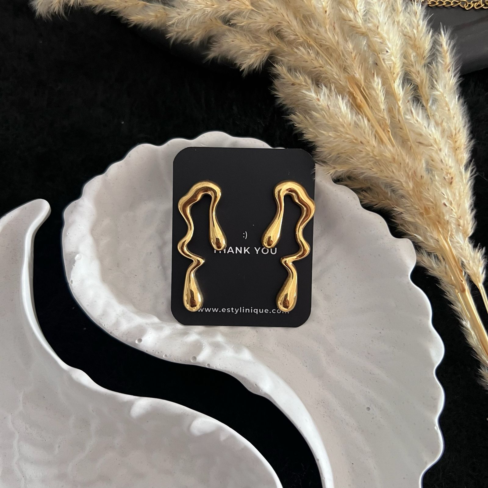 Messy Gold Earrings - Waterproof