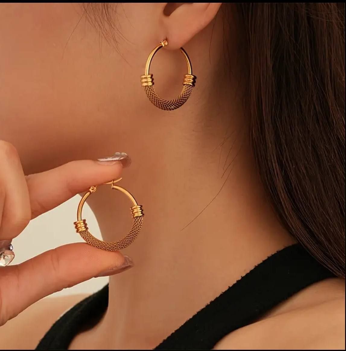 Hoop-with-Mesh Earrings - Waterproof