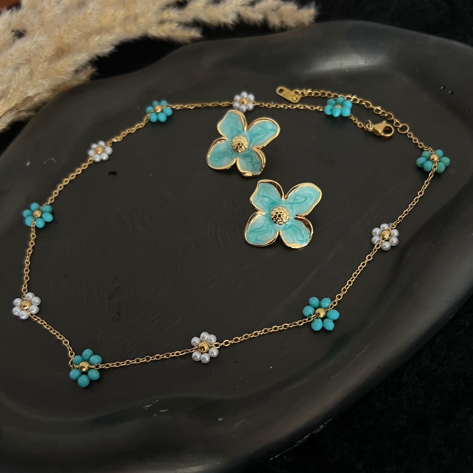 Blue-Green Floral Set - Waterproof