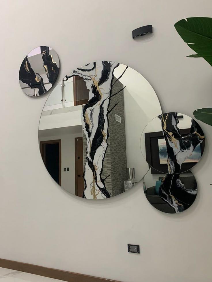 Conjunto de espejos decorativos con resina MOD. ZEBRA