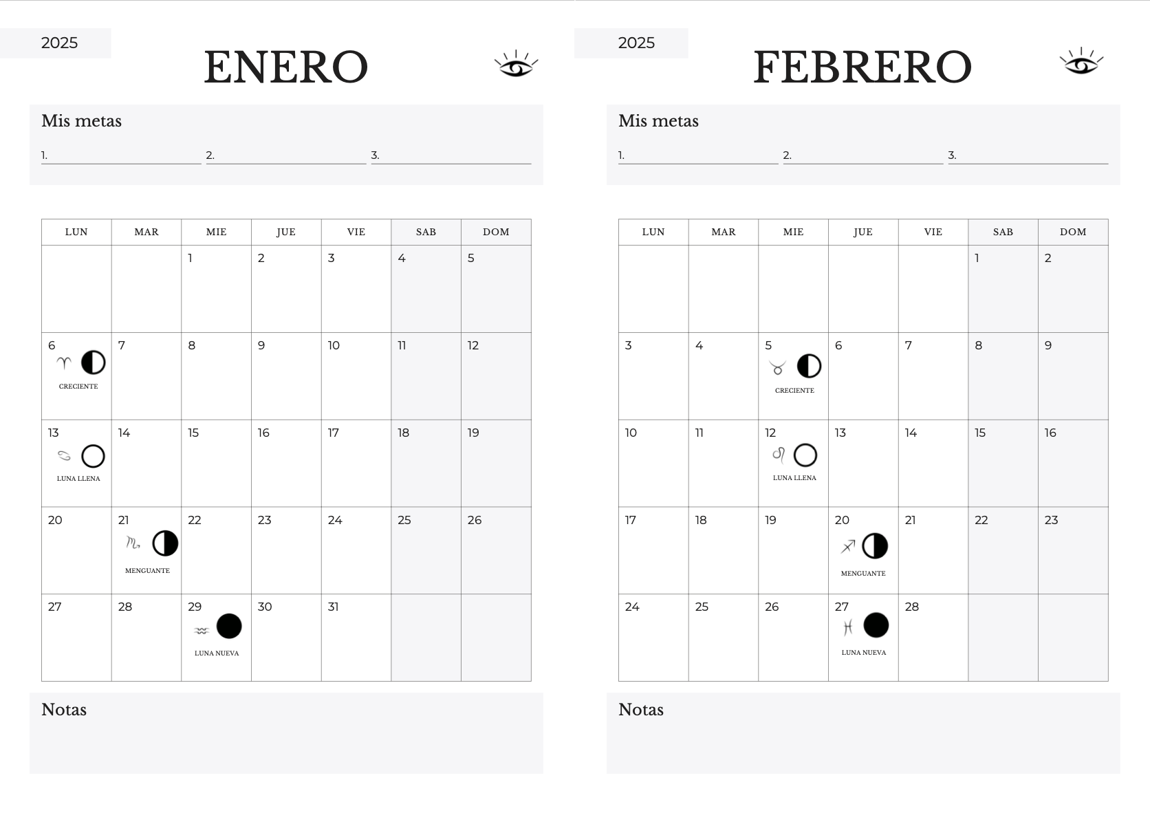 CALENDARIO LUNAR 2025