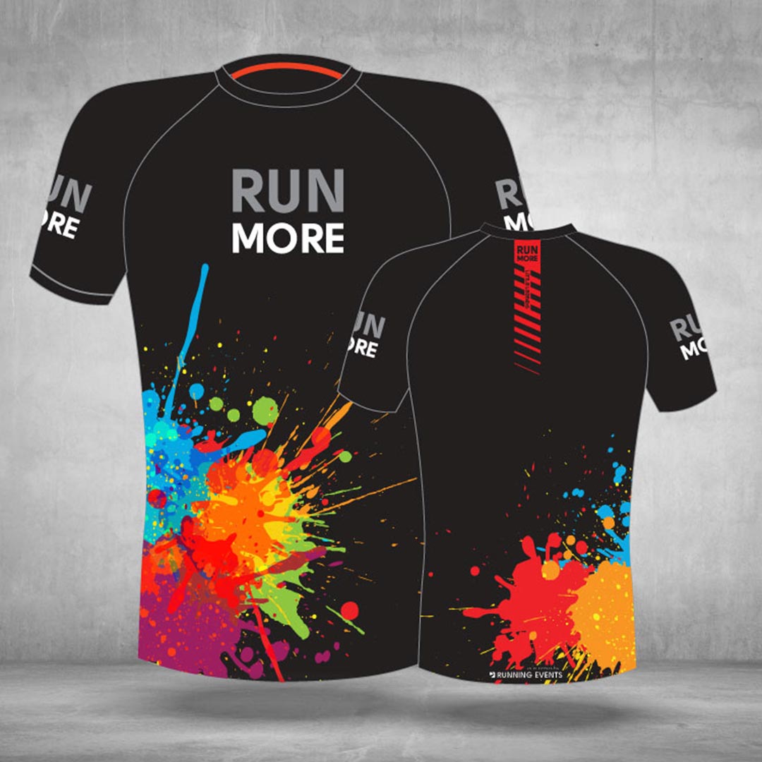 Run More Paint Splash Tee in Black