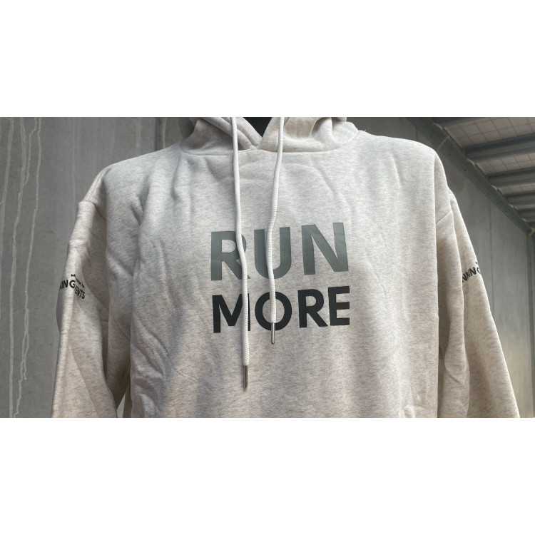 Run More Hoodie White Marle