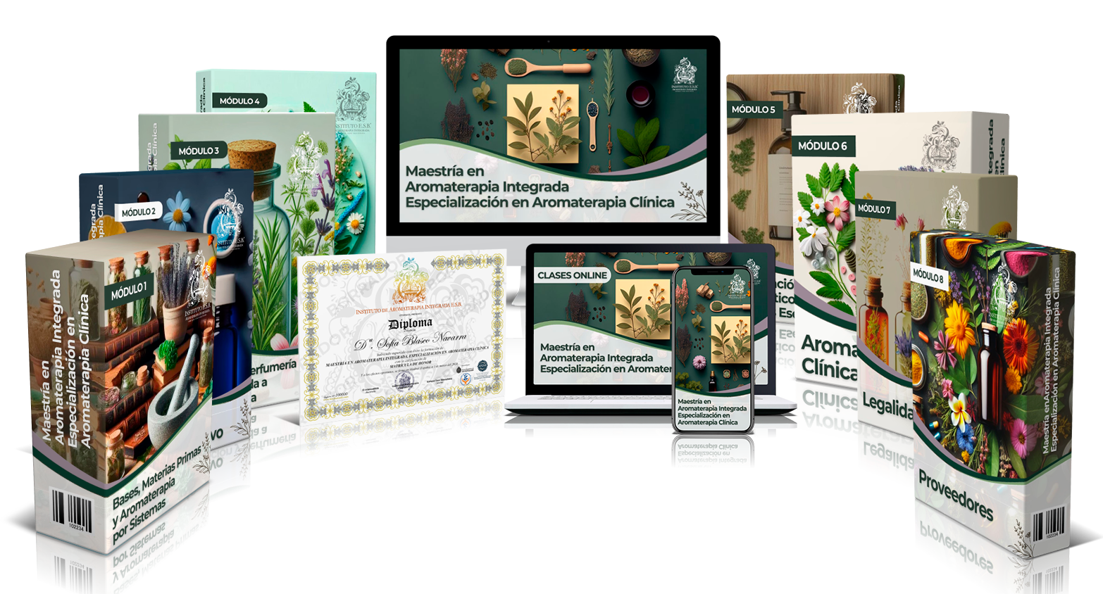 Maestría en Aromaterapia Integrada. Especialización en Aromaterapia Clínica.