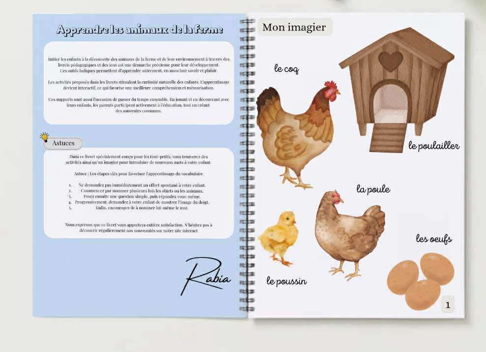 Mon livret d’activité « Les animaux de la ferme » PLASTIFIÉ