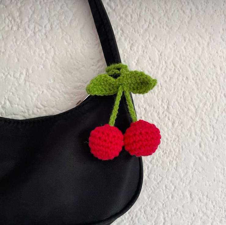 Knitted Cherry Bag Accessory