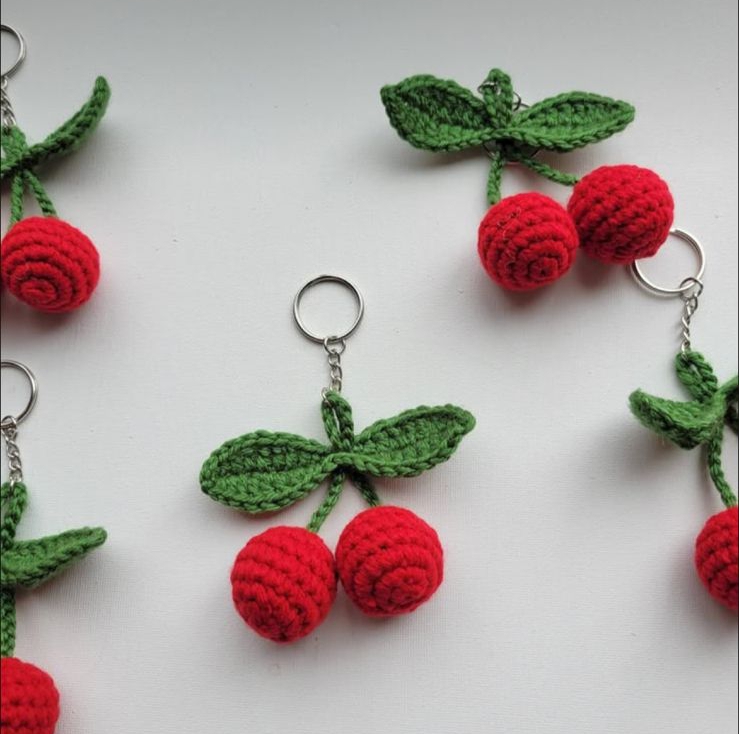 Knitted Cherry Bag Accessory