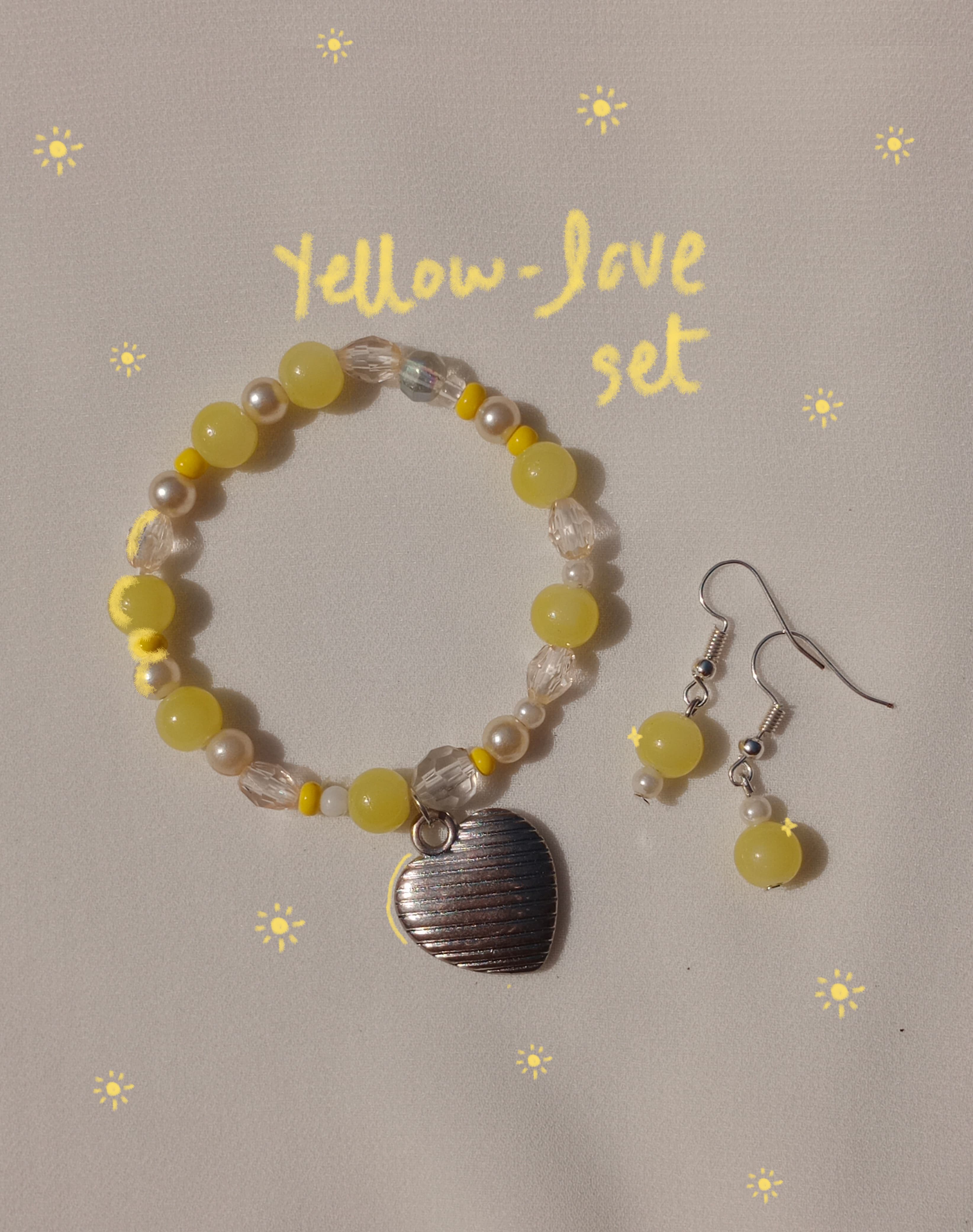 Yellow-Love Bracelet and Earrings Set