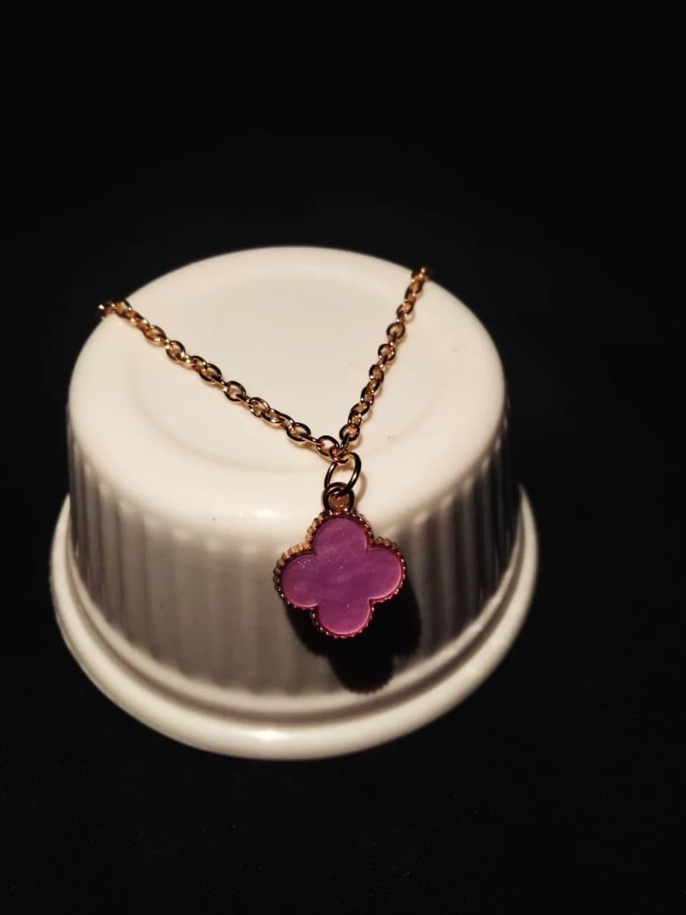 Pink Clover Pendant Necklace
