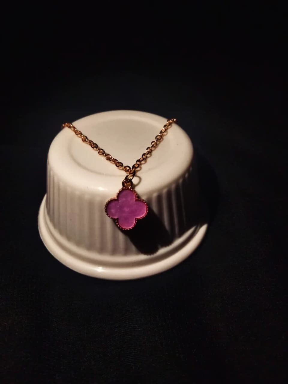 Pink Clover Pendant Necklace