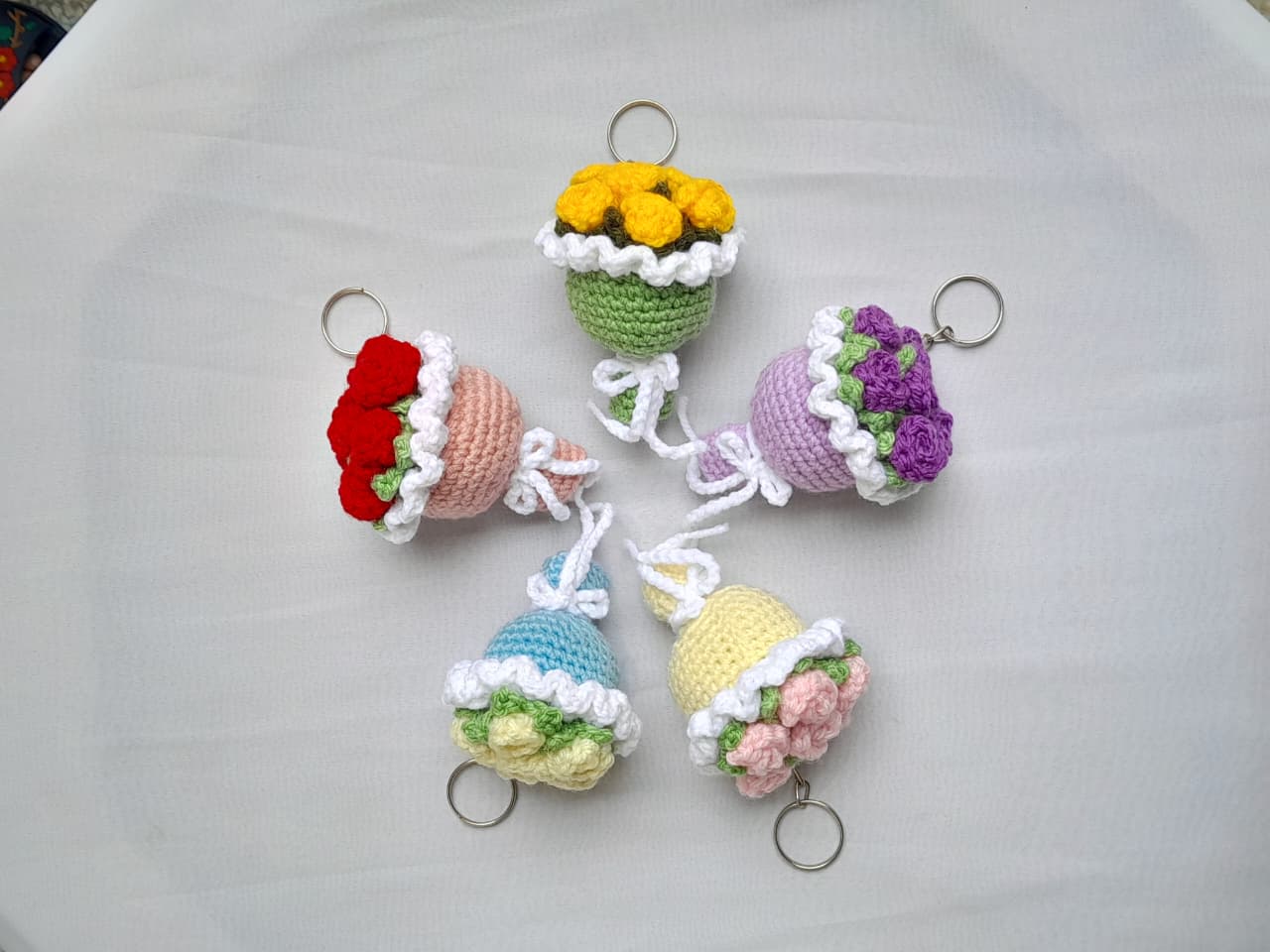 Handmade Crochet Flower Keychains