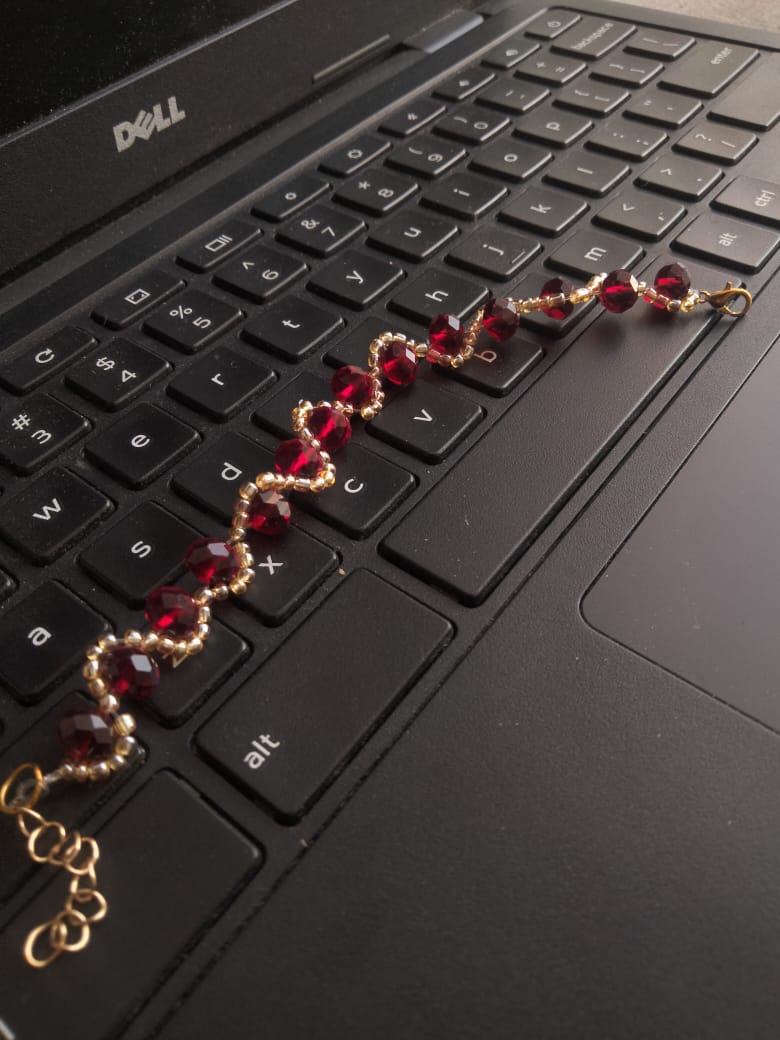Handmade Red Crystal Beaded Bracelet
