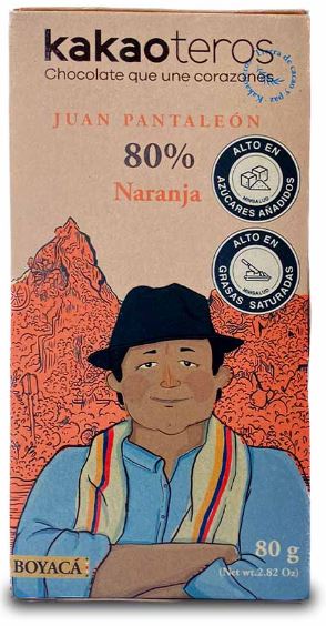 CHOCOLATE JUAN PANTALEÓN 80% NARANAJA (40gr) 