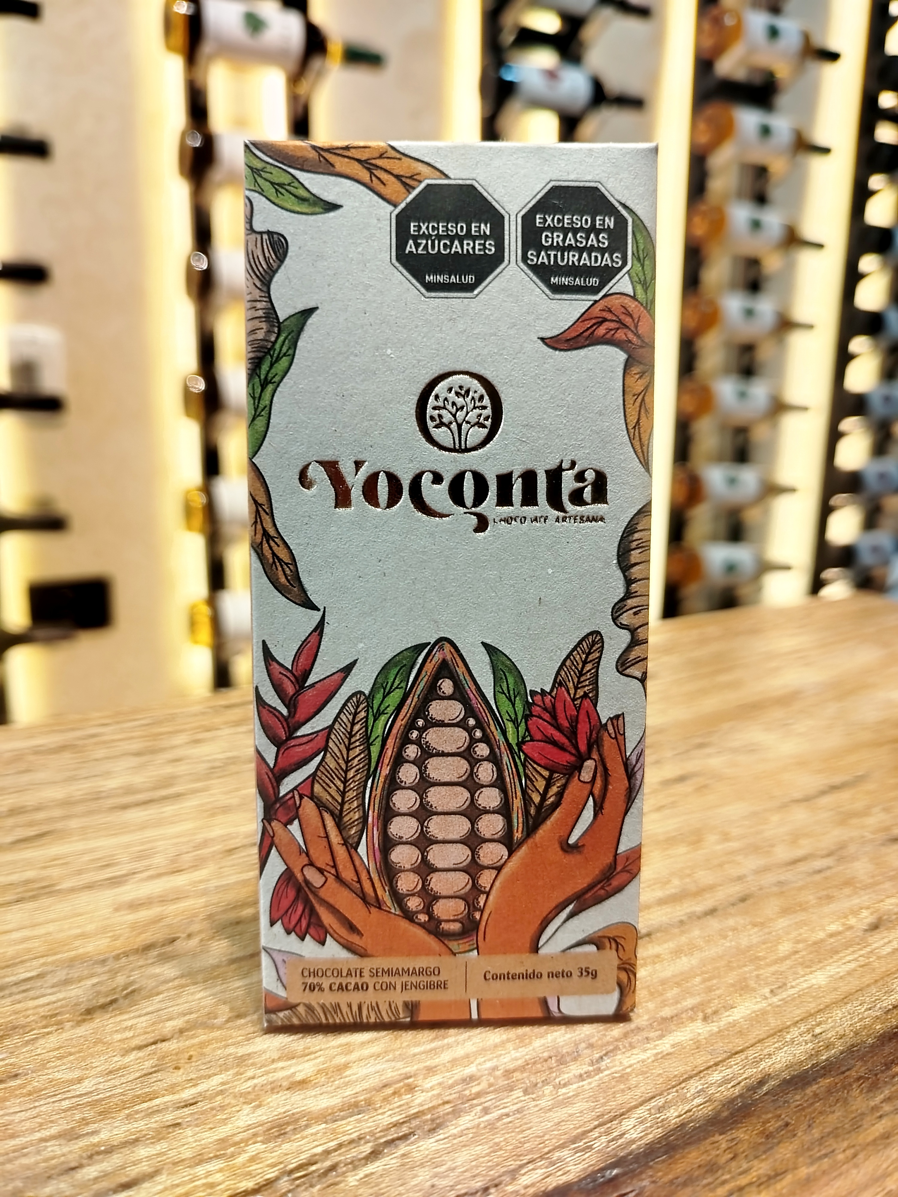 CHOCOLATE SEMIAMARGO 70% CACO CON JENGIBRE (35G)