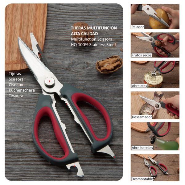 Tijeras de Cocina Multifunción de Acero Inoxidable